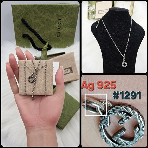 Textured Interlocking GG Marmont Pendant & Chain - Picture 4 of 17